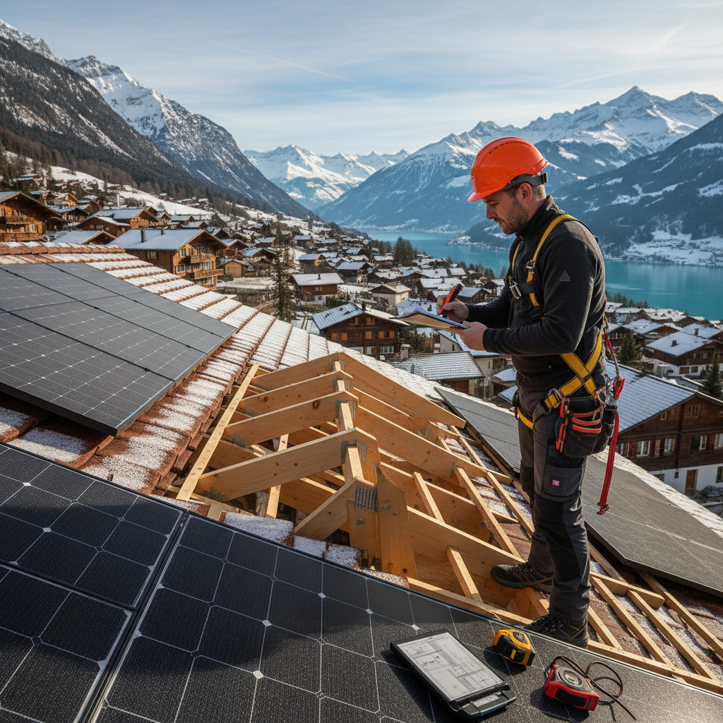 Solarpanels auf Einfamilienhaus in der Schweiz